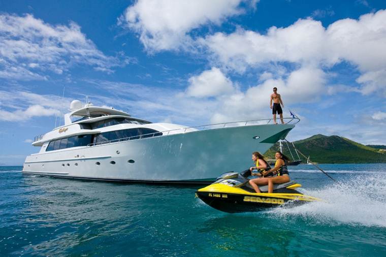 Jet skiing on your yacht charter