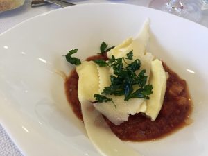 Pasta dish on luxury yacht charter Freedom