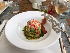 The main course at Lunch on Catamaran Tohora at the Newport Charter Show