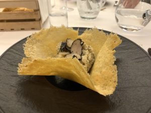 Truffle risotto in a Parmesan bowl