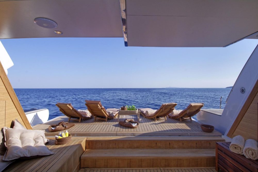 Enjoy the open deck onboard Grande Amore Greece charter