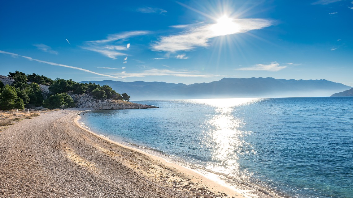 Beach on Krk Island in Kvarner, Croatia