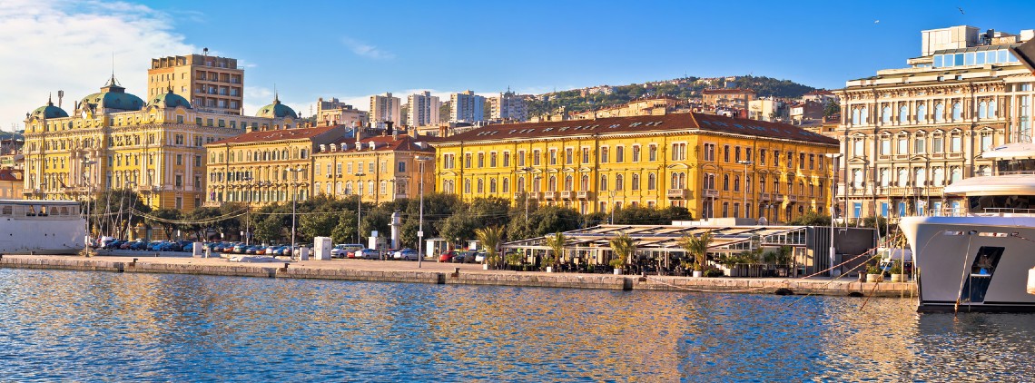 Rijeka's waterfront in Kvarner, Croatia.