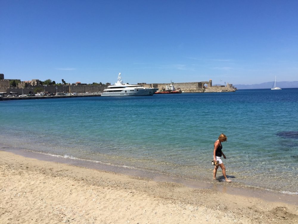 Rhodes town harbor, motor-yacht feligo V yacht charter