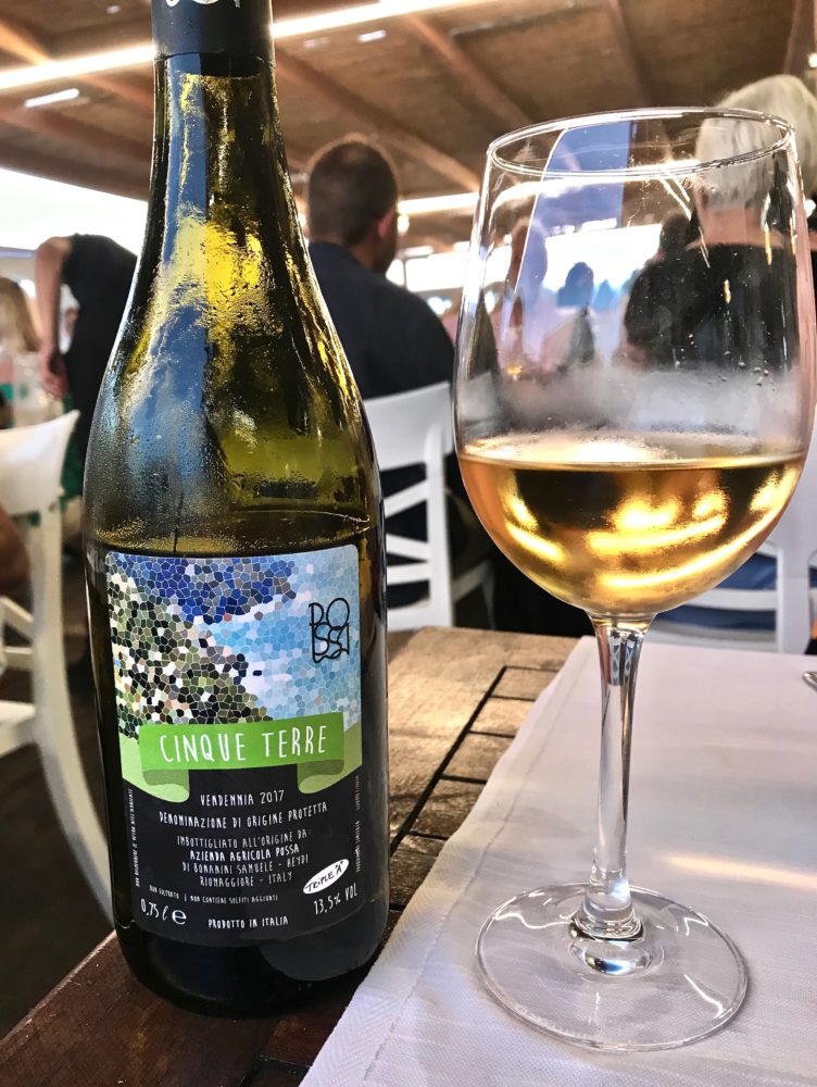 White wine from Azienda Agricola Possa in the Cinque Terre, Italy. Italian Riviera.