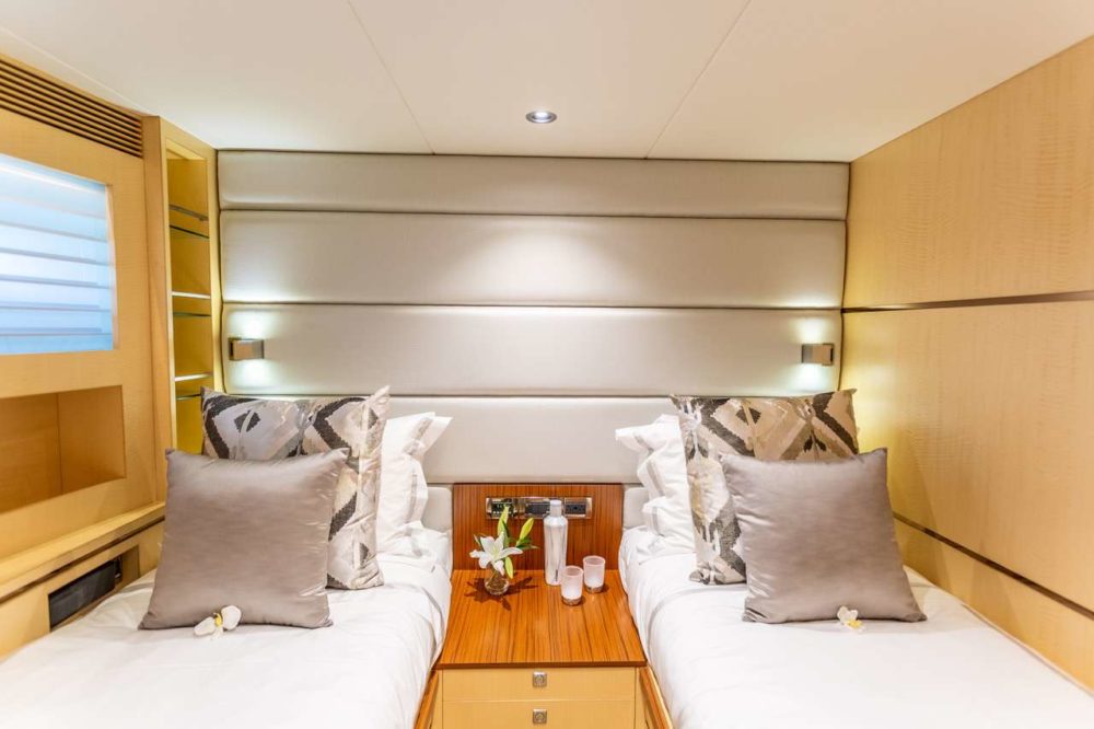 twin room aboard luxury yacht