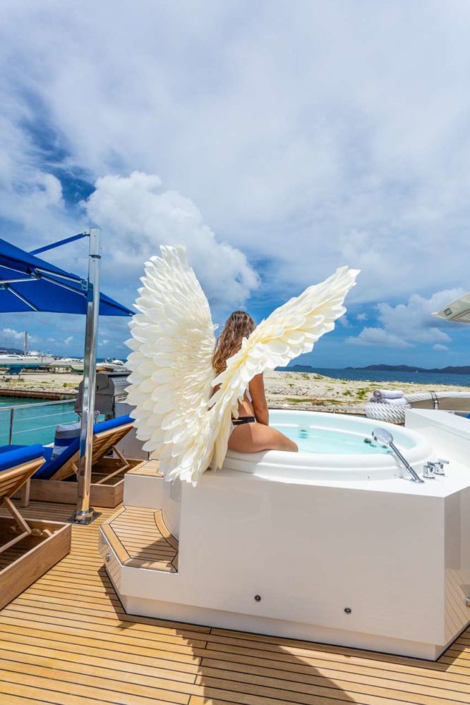 Luxurious ANGELEYES-BVI Yacht Vacation angel on a yacht jacuzzi 