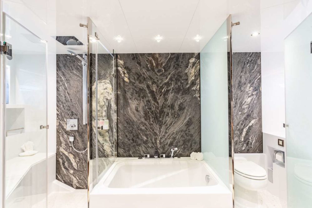 bathroom aboard luxury yacht