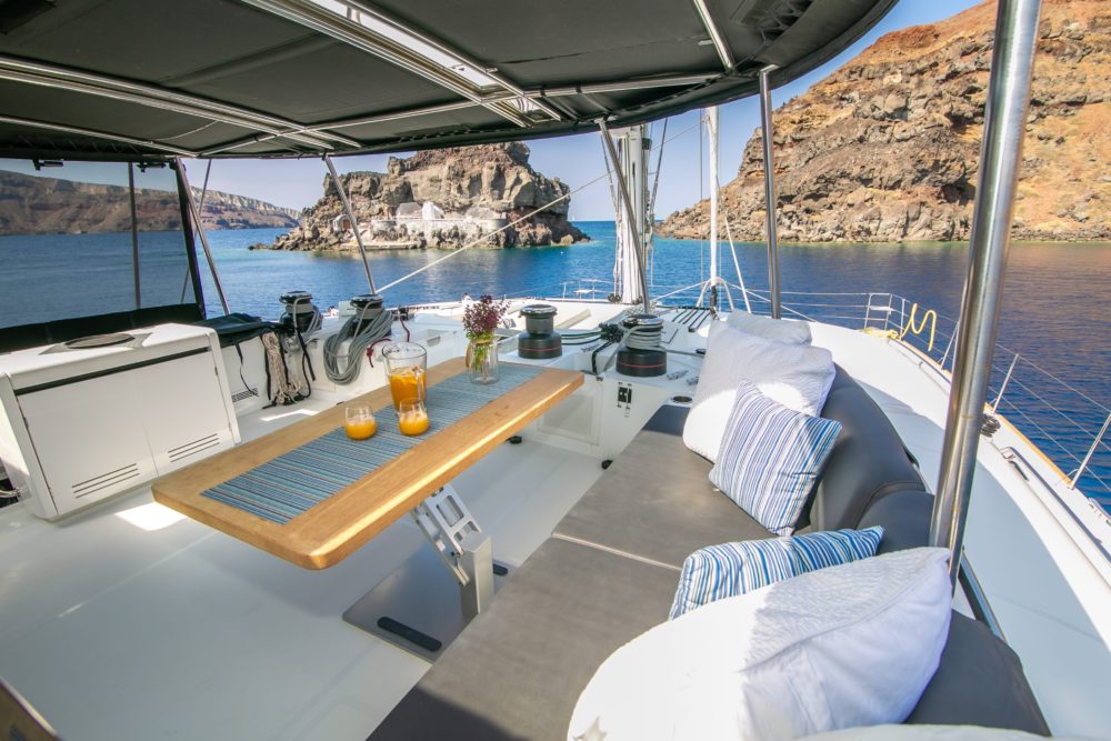 Greece Santorini Yacht Charter alfresco dining