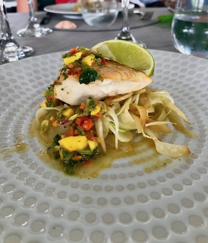 Delicious main course onboard Frenchwest in the Caribbean.