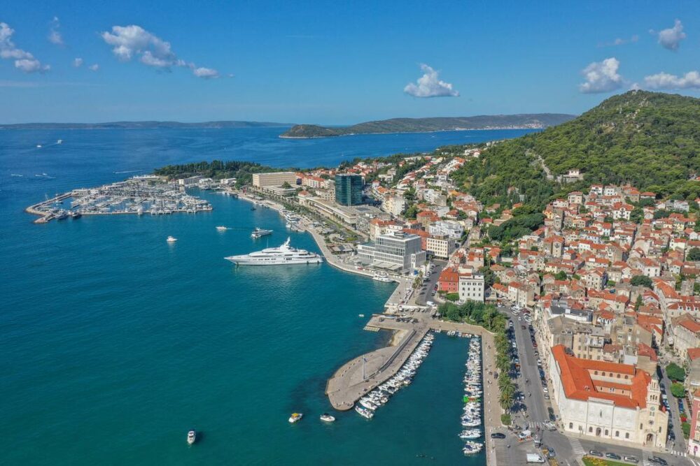 Split Harbor, in Split, Croatia. The luxury yacht charter cost.