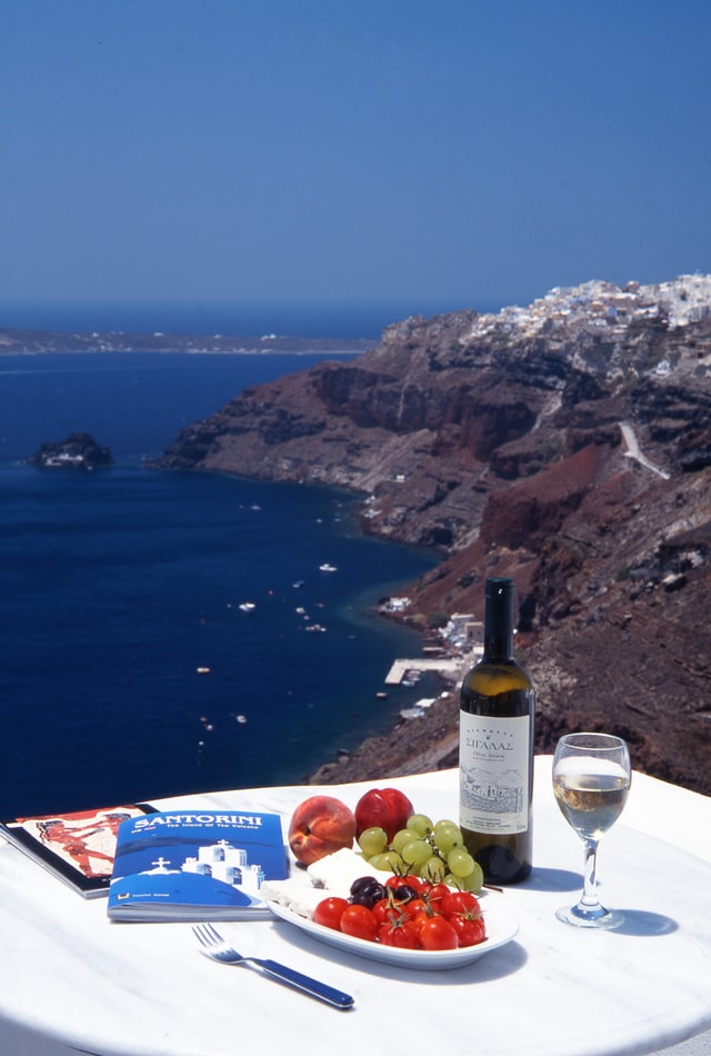 Local Greek wine from Santorini