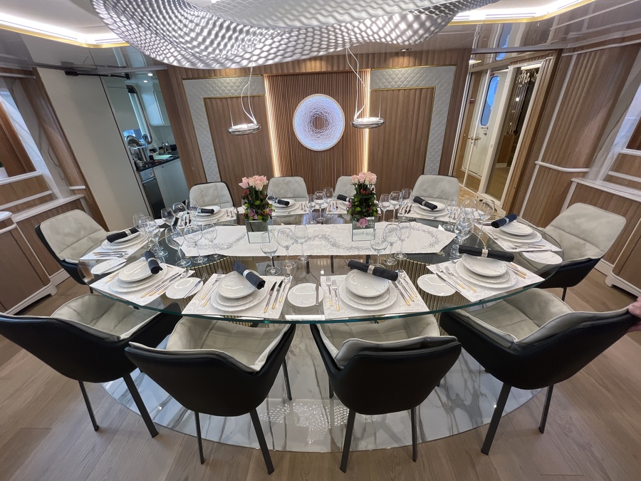 Dining salon of greek yacht Barents