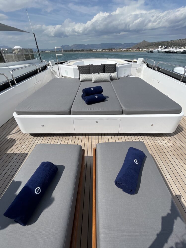 June Greece Yacht Charter Specials - ELEMENT spacious sundeck with jacuzzi