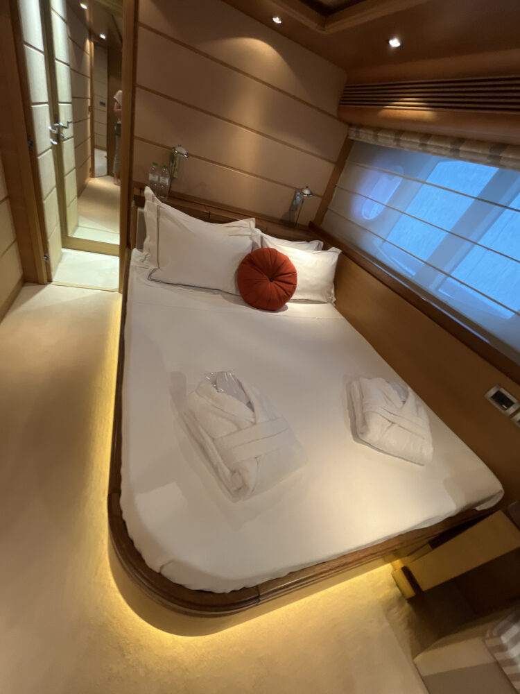 One of the cabins onboard Seven S in Greece.