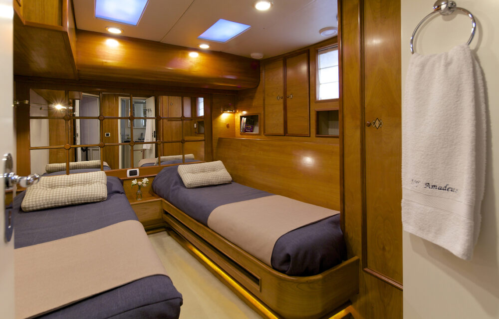 The twin cabin in your private yacht charter to Greece
