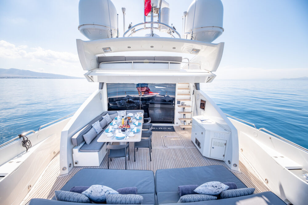 Greek motor yacht Blade 6 for charter.