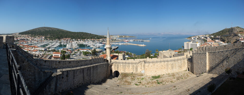 View of Cesme from the castle, Turkey. Visit on your Cesme Gulet Boat Charter