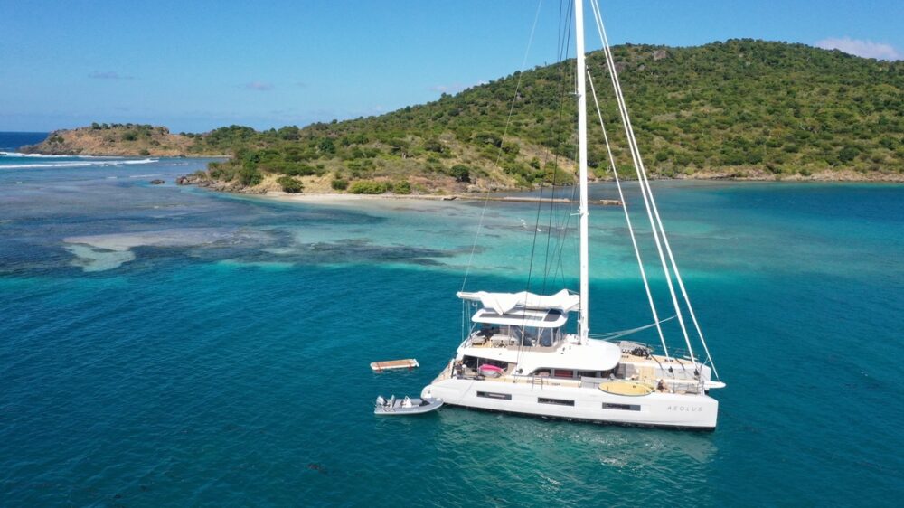 day in the life on a yacht charter. Catamaran Aeolus in the Virgin Islands.