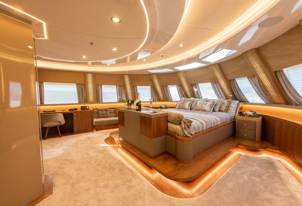 master cabin of aresteas mediterranean yacht 
