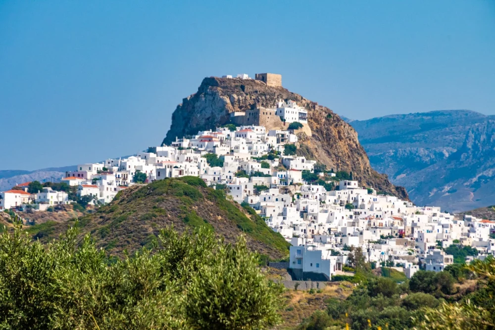 White buildings on a hill in Skyros