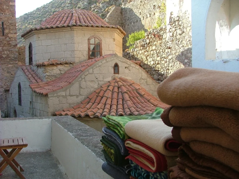 View of a monastary on Halki Greece.