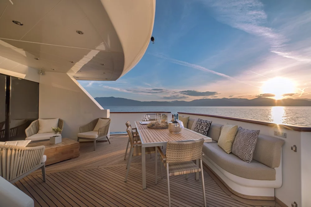 Sunset on Greek Yacht Charter AQUILA