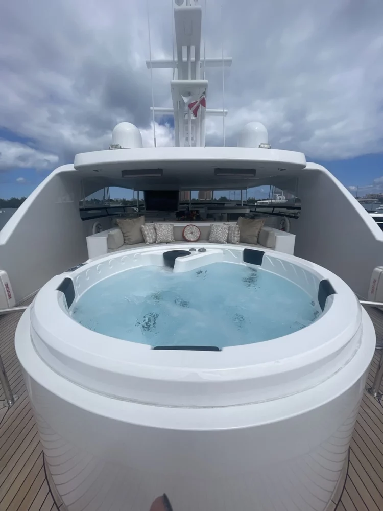 Top deck jacuzzi aboard CAMILLE