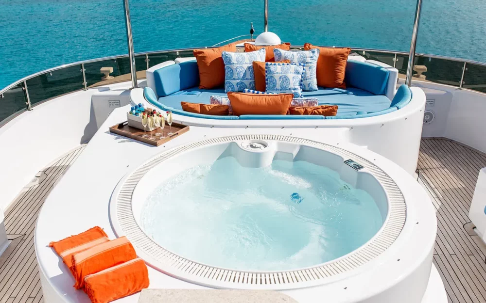 Jacuzzi on the deck of bahamas motoryacht charter M3