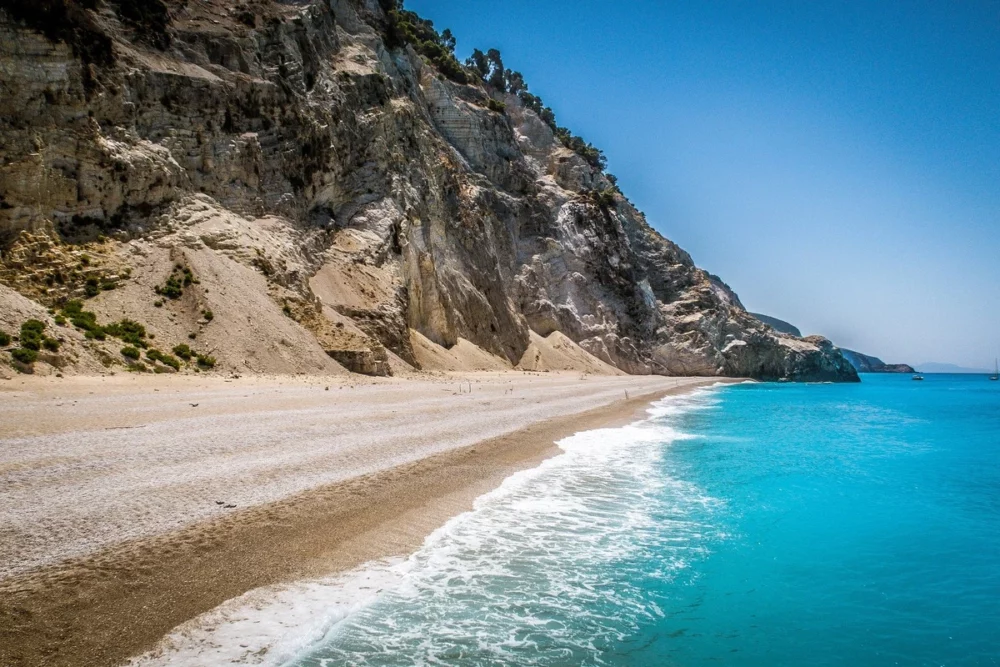 A beach on Lefkada in the Ionian Islands. 