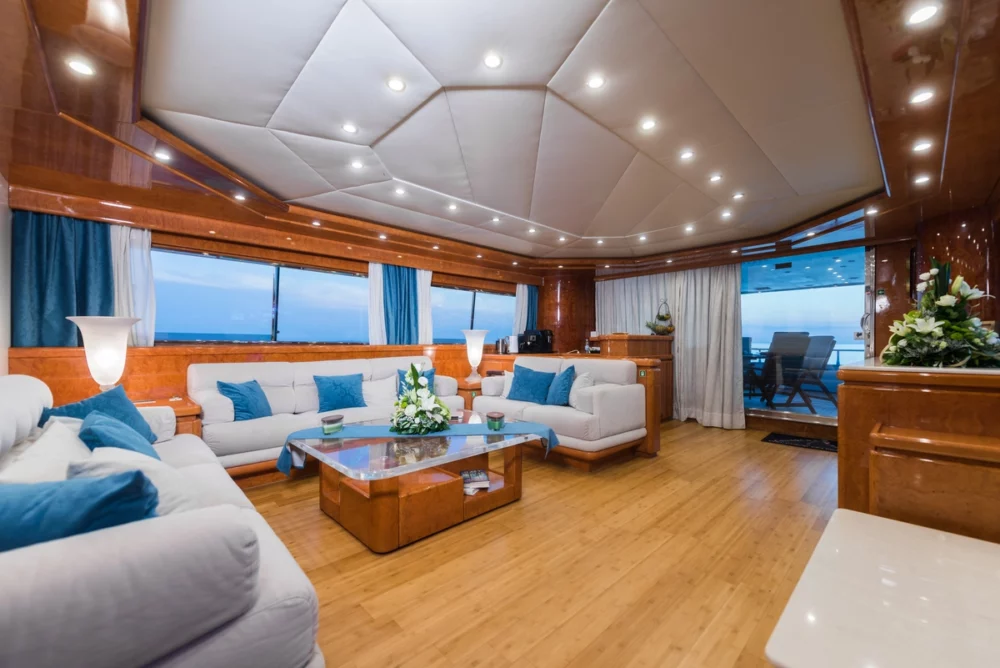 Comfortable seating in Motoryacht BORA BORA's Salon.