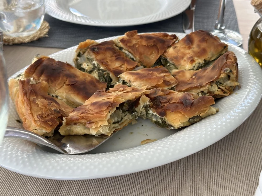 spanakopita on a greek yacht charter