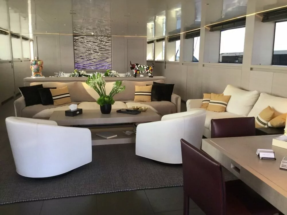 Spacious salon on a Greek Motor Yacht Charter