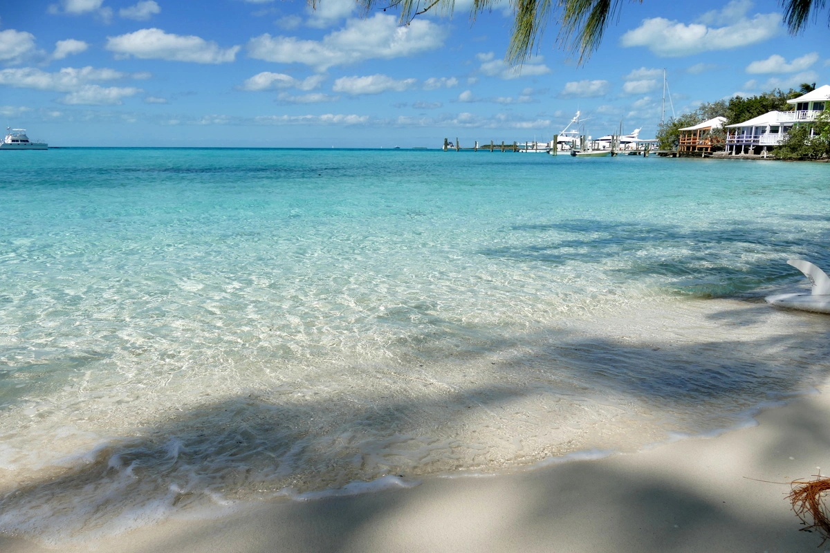 A serene beach with crystal-clear water. of the Bahamas.