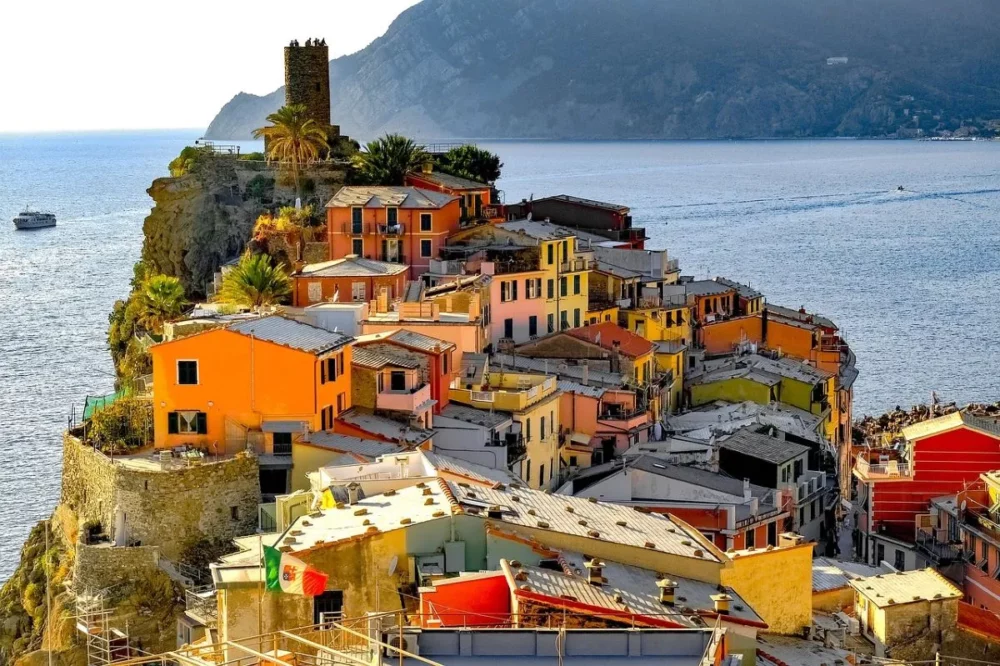 Cinque Terre, a string of colorful villages located on the cliffs along the Italian Riviera.
