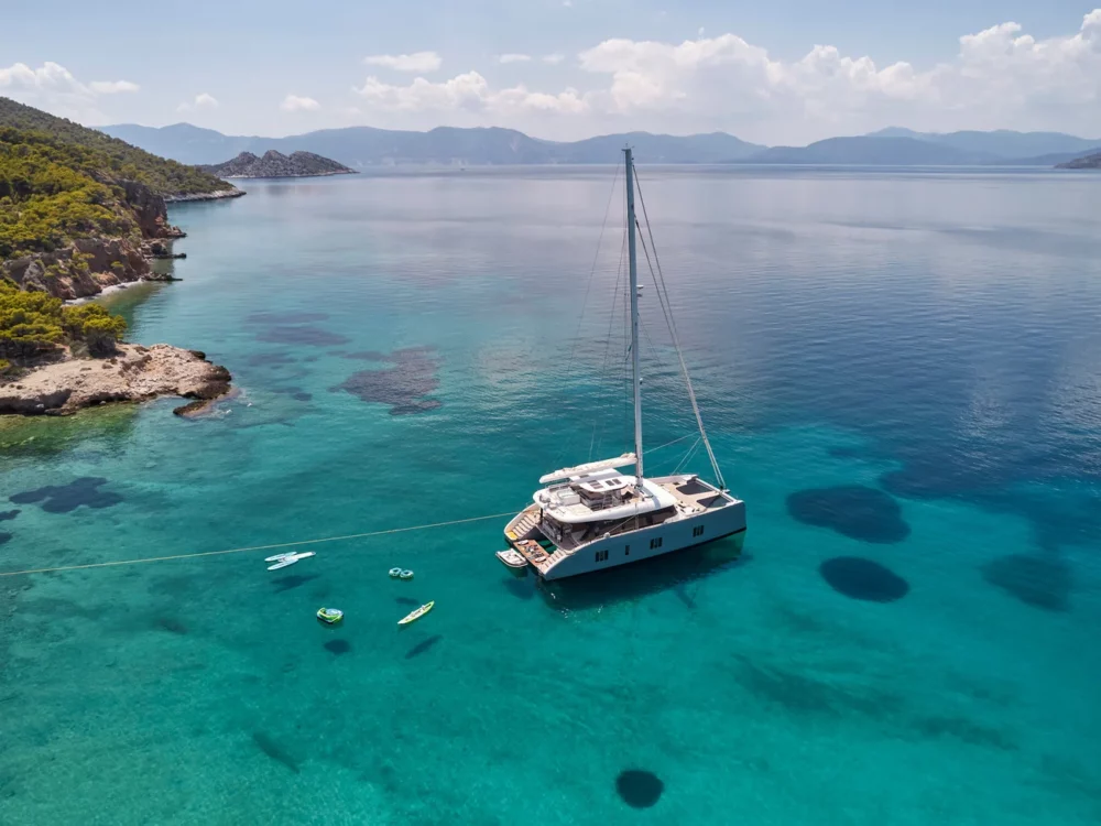 Above and Beyond a Greece sailing catamaran