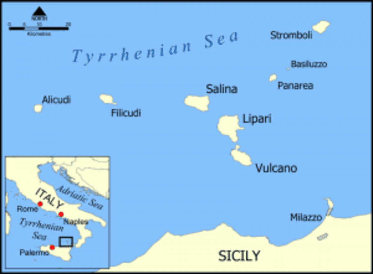 Map of the Aeolian Islands