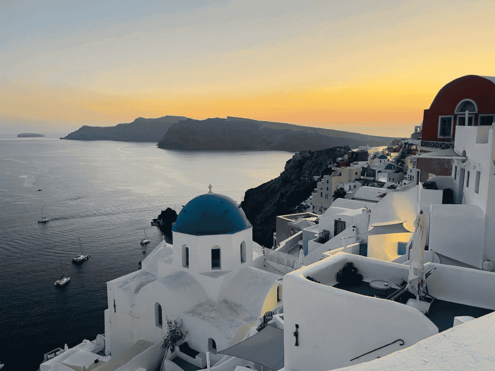 View of Santorini, Greece with Yachts for rental