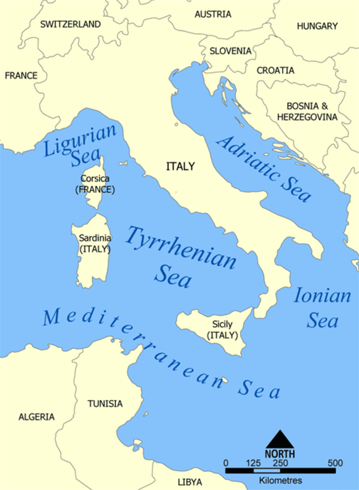 Map- tyrrhenian sea yacht charters