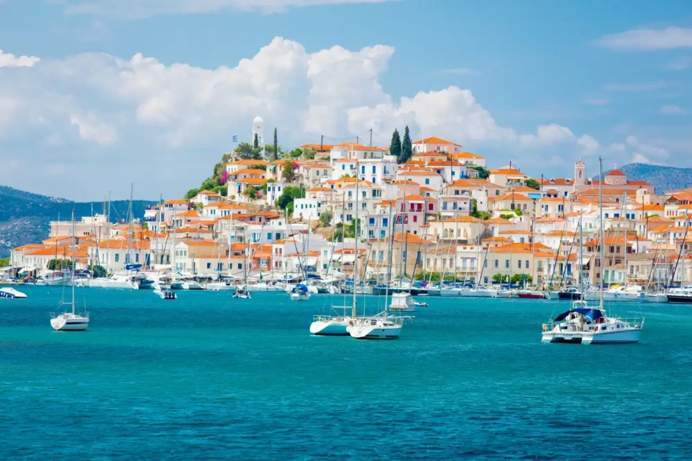 Sail to Poros Aboard Christal Mio Power Catamaran to Santorini