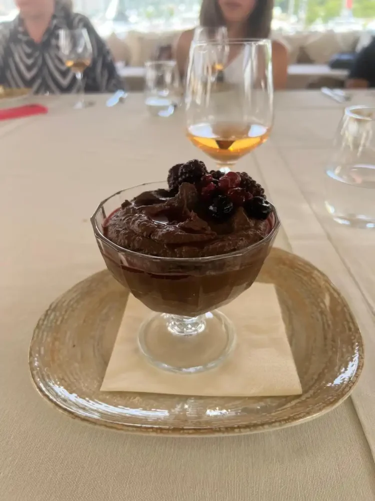 Chocolate mousse dessert during the De Love lunch at TYBA
