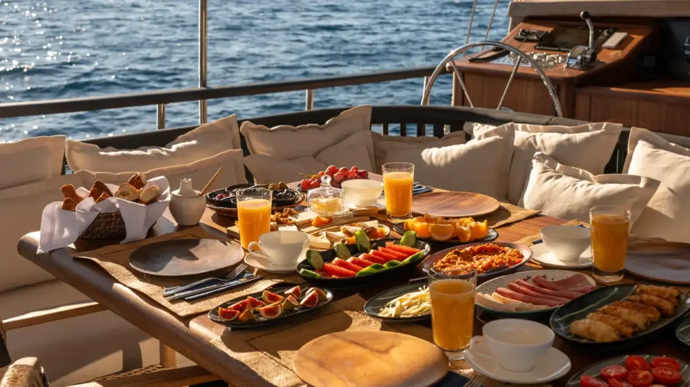 turkey motorsailer breakfast